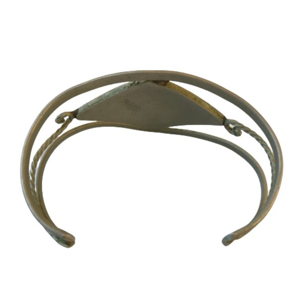 Vintage Silver Moon Star Sky Abalone Cuff Bracelet - Picture 4 of 5